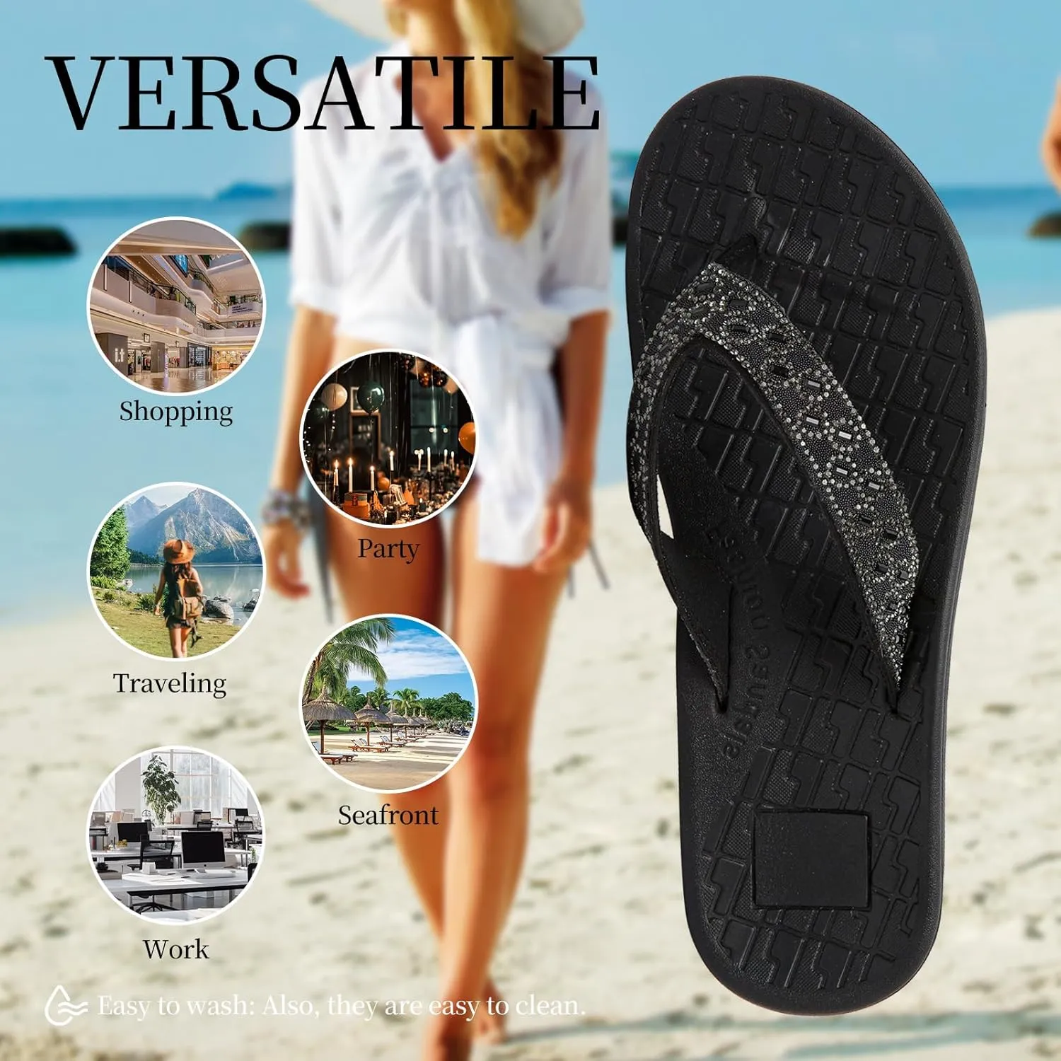 Women's flip-flops Sandals Summer beach slippers Classic comfort Lightweight casual non-slip durable flip-flops suitable for indoor and outdoor