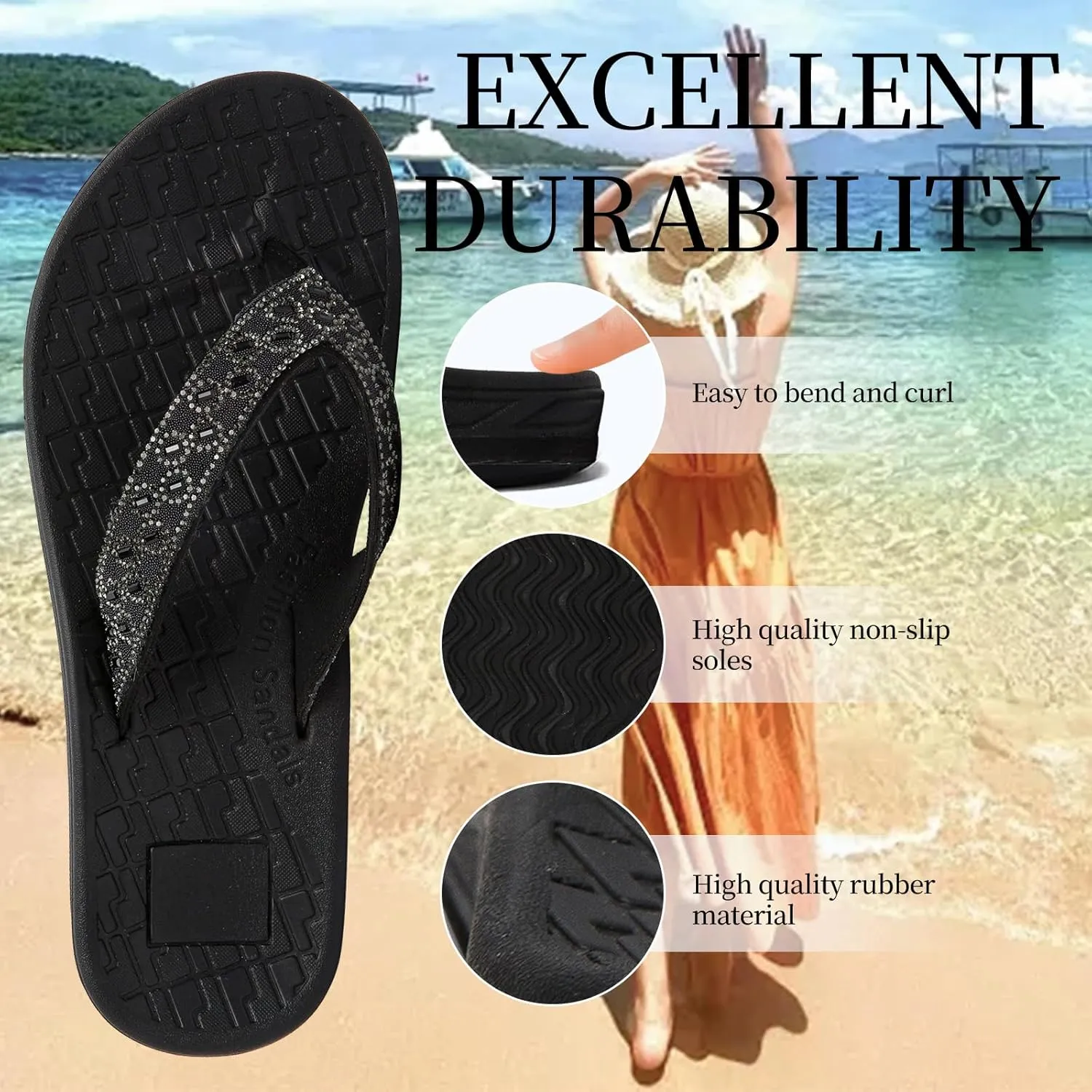 Women's flip-flops Sandals Summer beach slippers Classic comfort Lightweight casual non-slip durable flip-flops suitable for indoor and outdoor