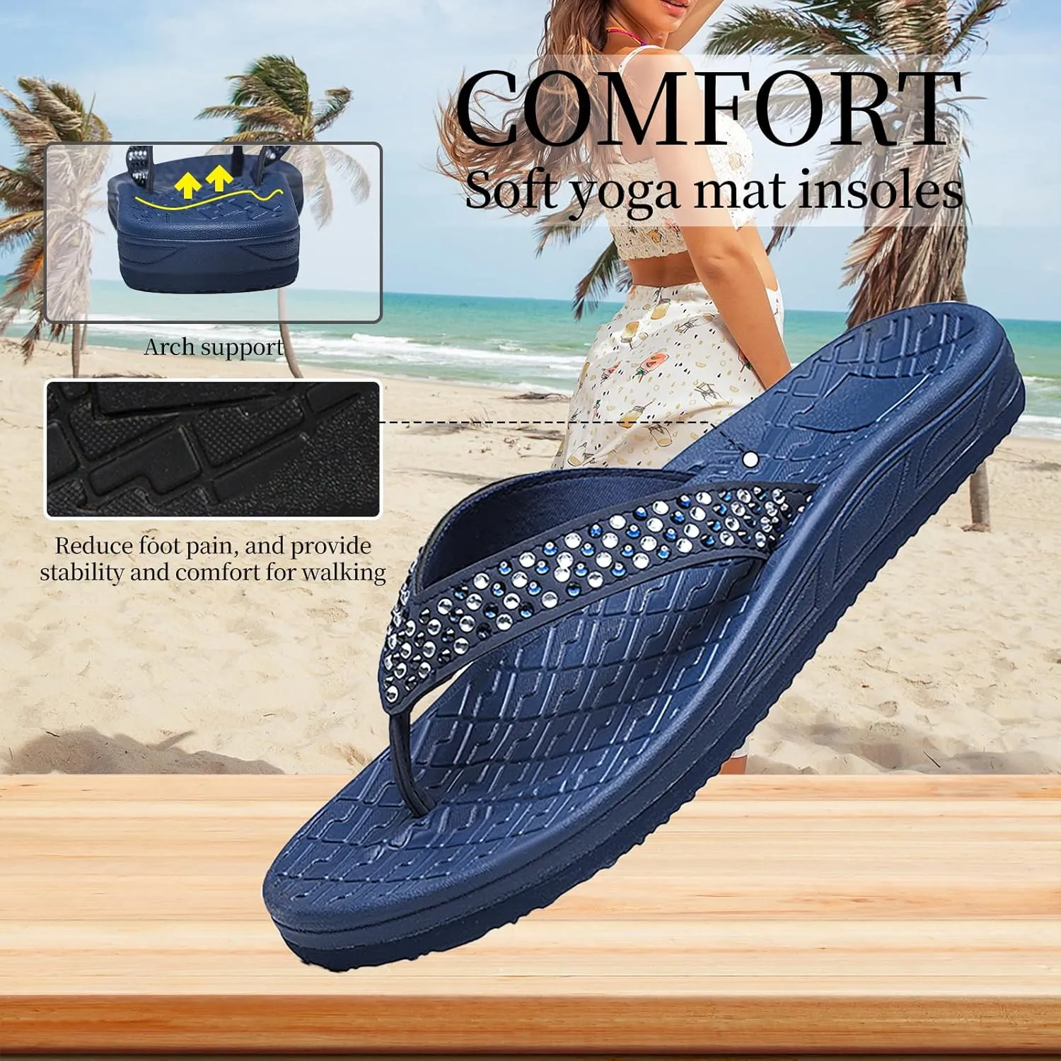 Women's flip-flops Sandals Summer beach slippers Classic comfort Lightweight casual non-slip durable flip-flops suitable for indoor and outdoor