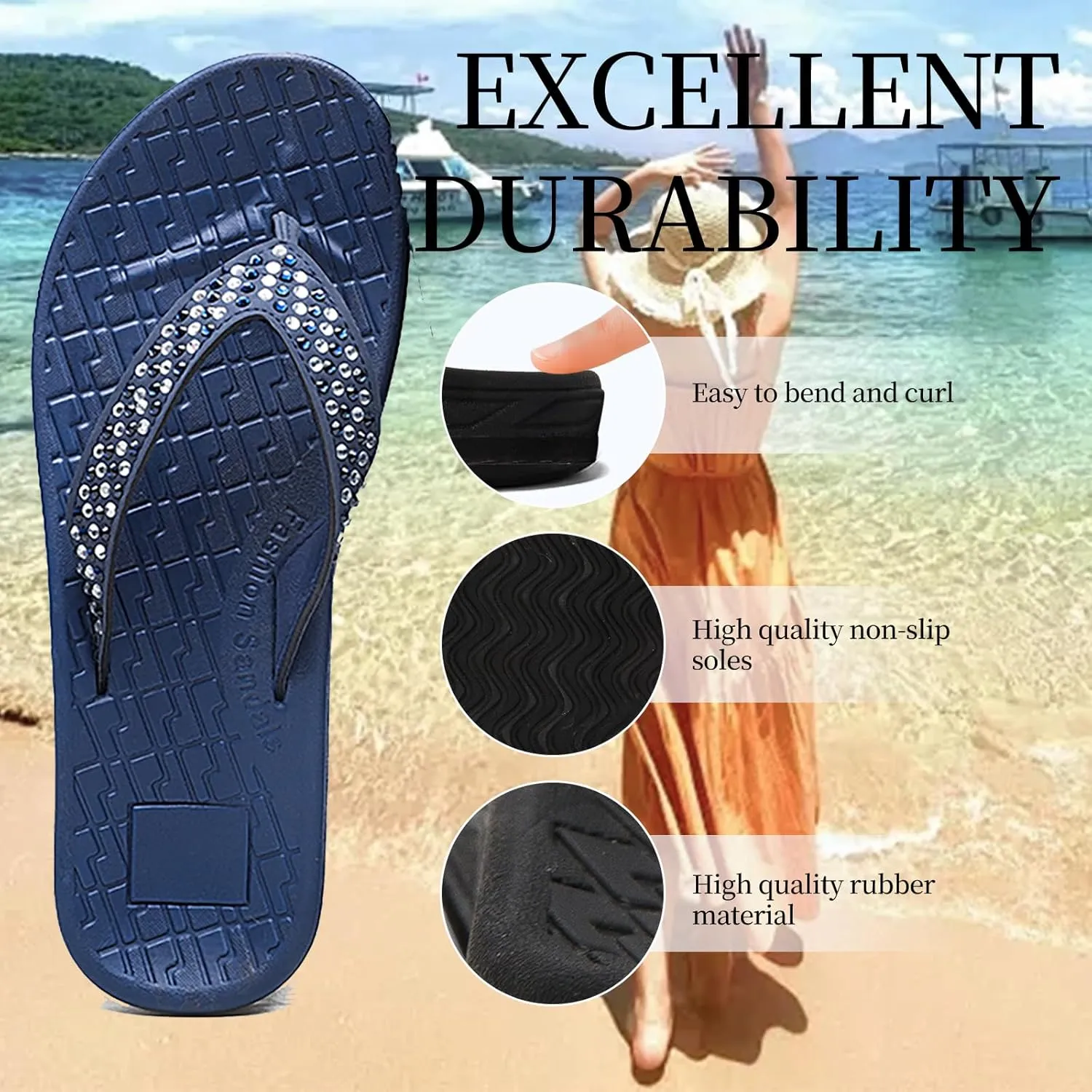 Women's flip-flops Sandals Summer beach slippers Classic comfort Lightweight casual non-slip durable flip-flops suitable for indoor and outdoor