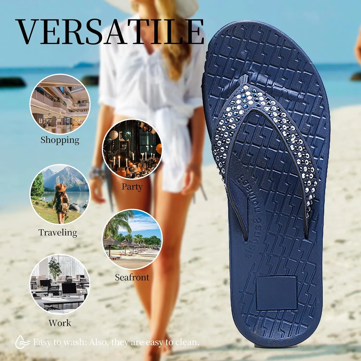 Women's flip-flops Sandals Summer beach slippers Classic comfort Lightweight casual non-slip durable flip-flops suitable for indoor and outdoor