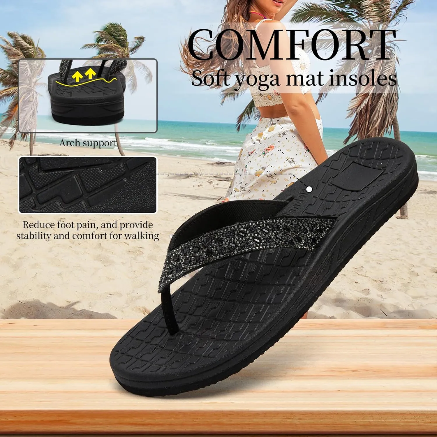 Women's flip-flops Sandals Summer beach slippers Classic comfort Lightweight casual non-slip durable flip-flops suitable for indoor and outdoor