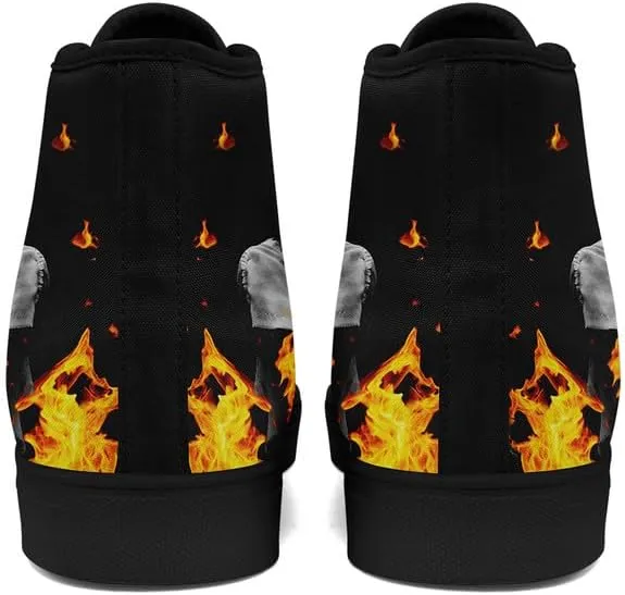 Womens Graffiti Black High Top Fashion Sneakers Canvas Shoes Classic Lace Up Walking Tennis Casual Skateboarding Sports Shoes