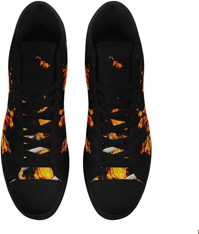 Womens Graffiti Black High Top Fashion Sneakers Canvas Shoes Classic Lace Up Walking Tennis Casual Skateboarding Sports Shoes