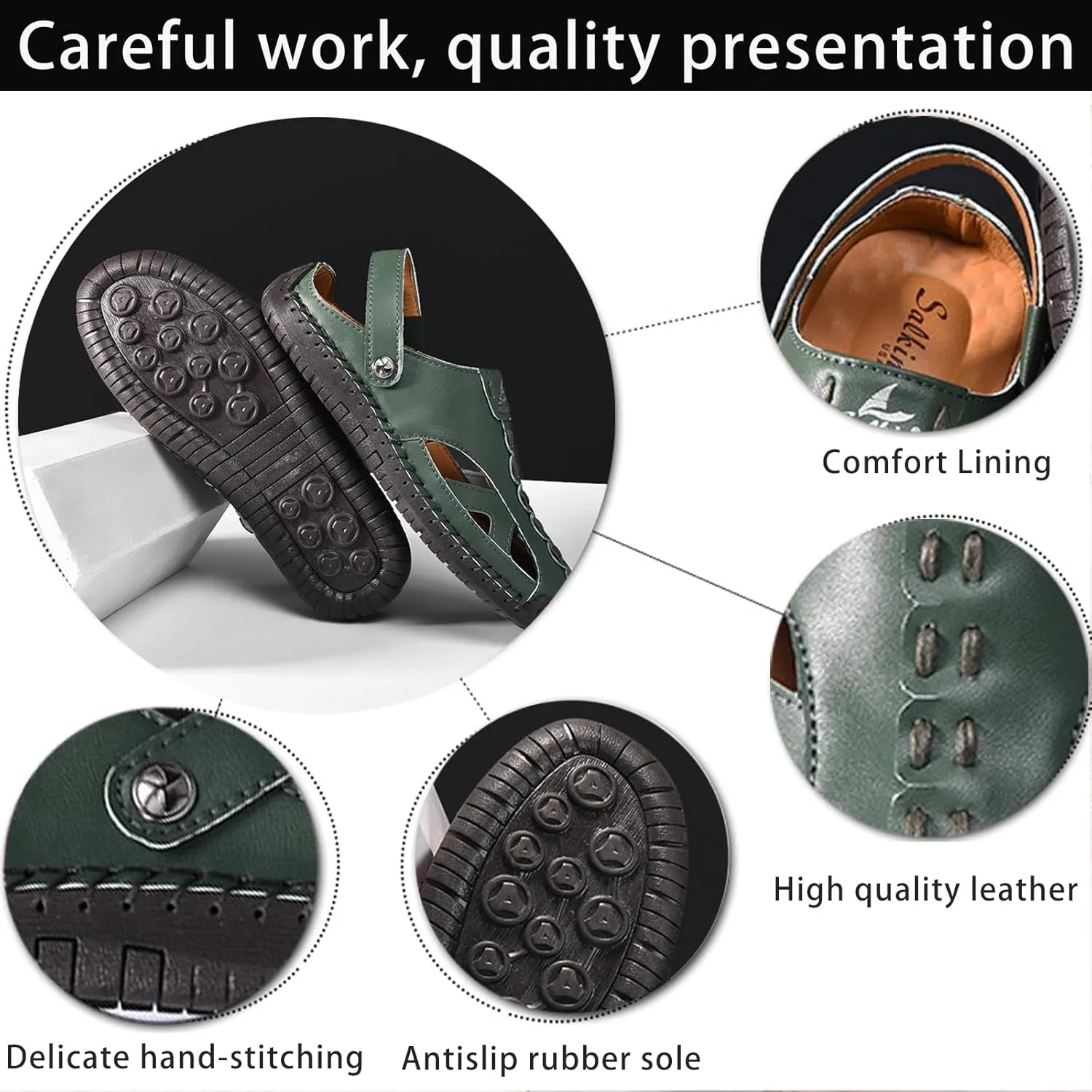 Women’s Handmade Leather Fisherman Sandals - Closed Toe Slip-On Breathable Design with Non-Slip Sole Stylish Summer Outdoor Beach Shoes for Hiking Casual Wear & Water Activities