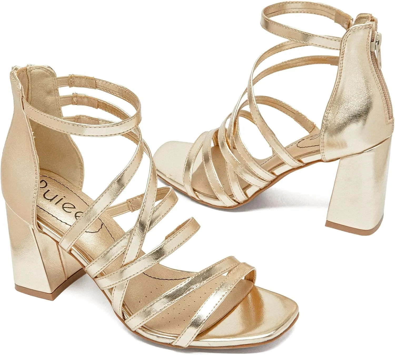 Women's Heels Chunky Heeled Sandals - Dressy Pump Heels Ankle Strap Square Open Toe Wedding Party High Heeled Sandals for Women.