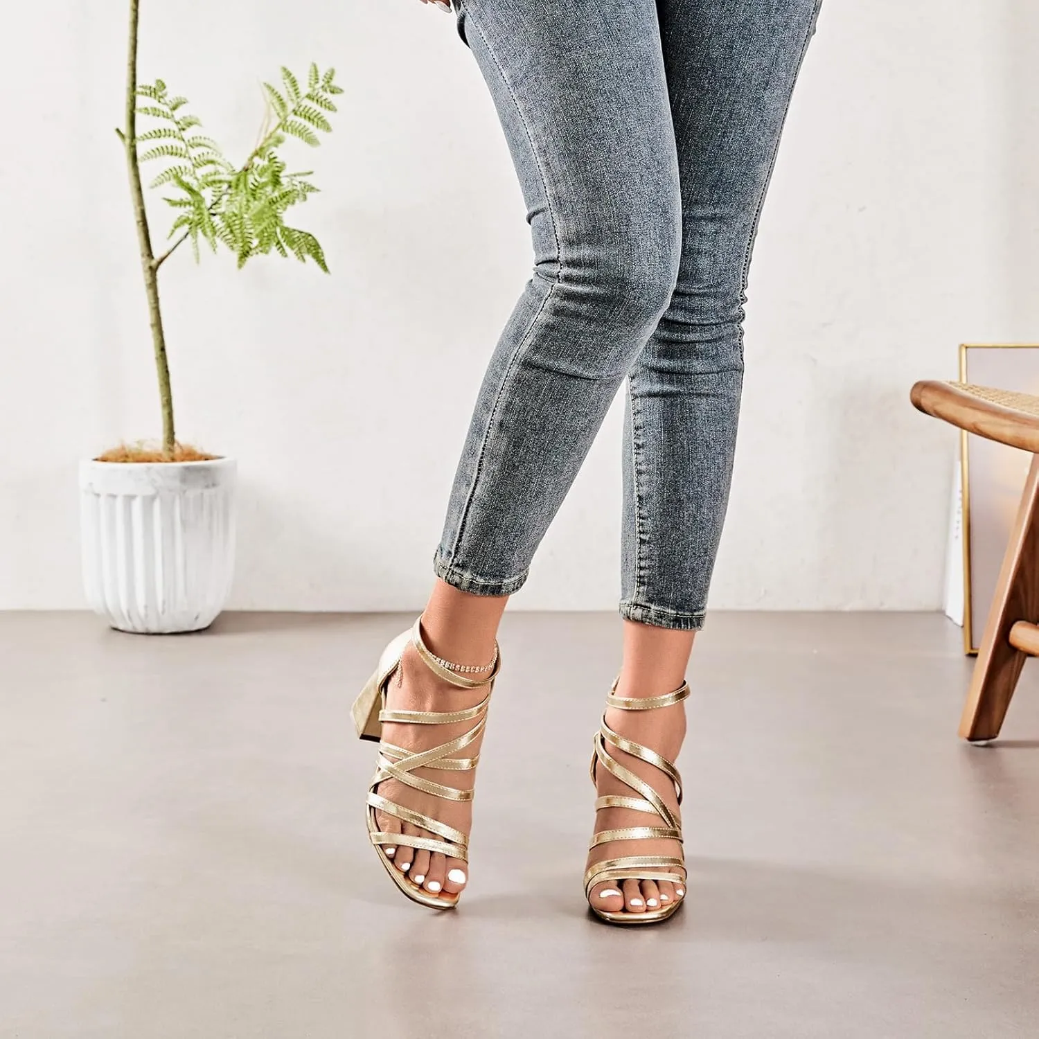 Women's Heels Chunky Heeled Sandals - Dressy Pump Heels Ankle Strap Square Open Toe Wedding Party High Heeled Sandals for Women.