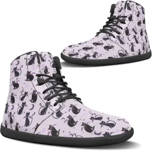 Women's High Top PU Leather Barefoot Shoes Wide Toe Box Fashion Sneakers Comfortable Casual Walking Shoes Lightweight Dress Shoes SizeUS 6-13.5