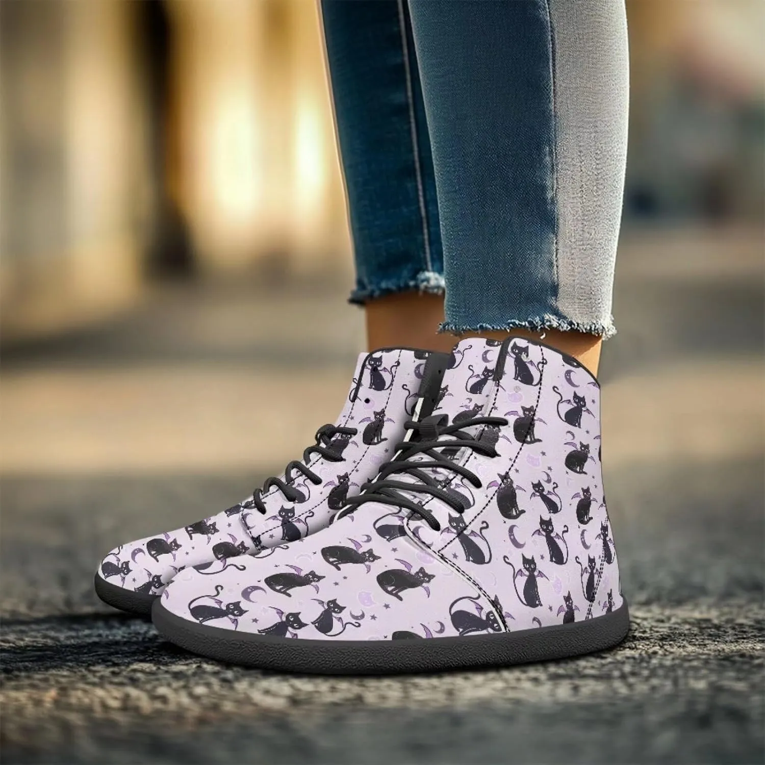 Women's High Top PU Leather Barefoot Shoes Wide Toe Box Fashion Sneakers Comfortable Casual Walking Shoes Lightweight Dress Shoes SizeUS 6-13.5