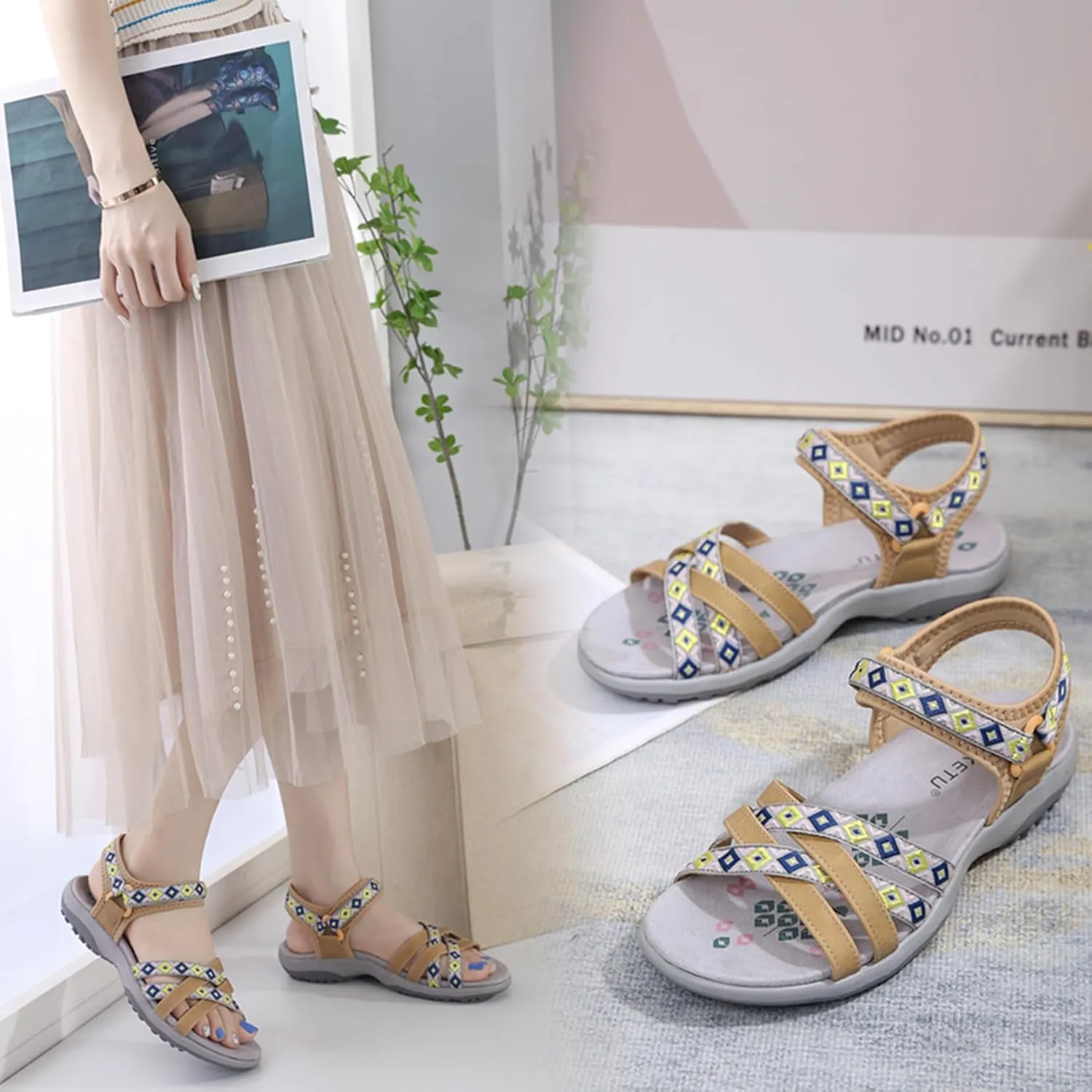 Womens Hiking Sandals Ladies Sport Sandals with Arch Support Comfortable Outdoor Sandals Adjustable Strap Summer Fashionable Shoes