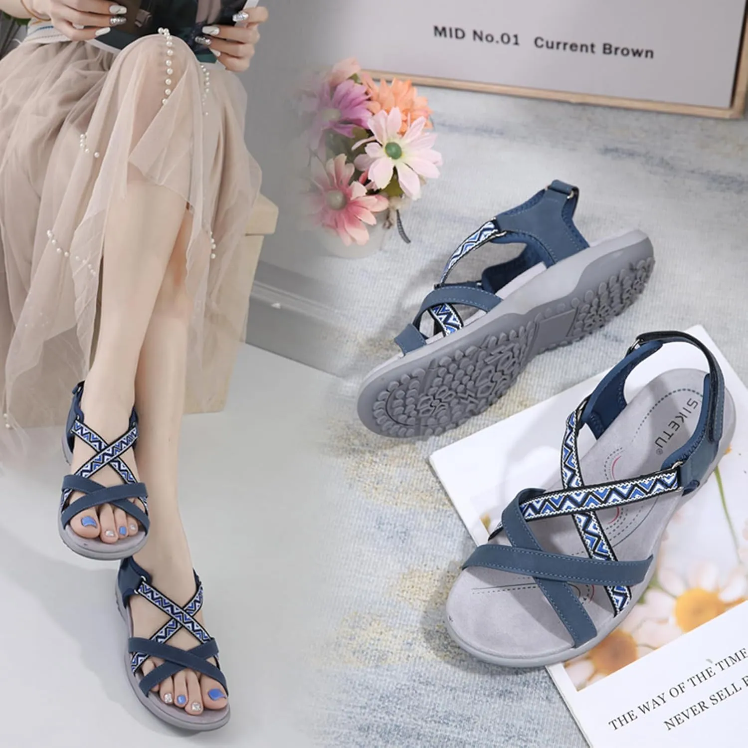 Womens Hiking Sandals Ladies Sport Sandals with Arch Support Comfortable Outdoor Sandals Adjustable Strap Summer Fashionable Shoes