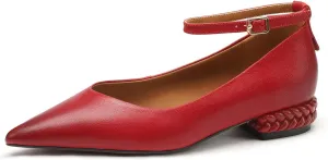 Women's Leather Handmade lace-up Shoes,Pointed Toe Formal Flats,Handmade Loafers,Low Heeled Pumps