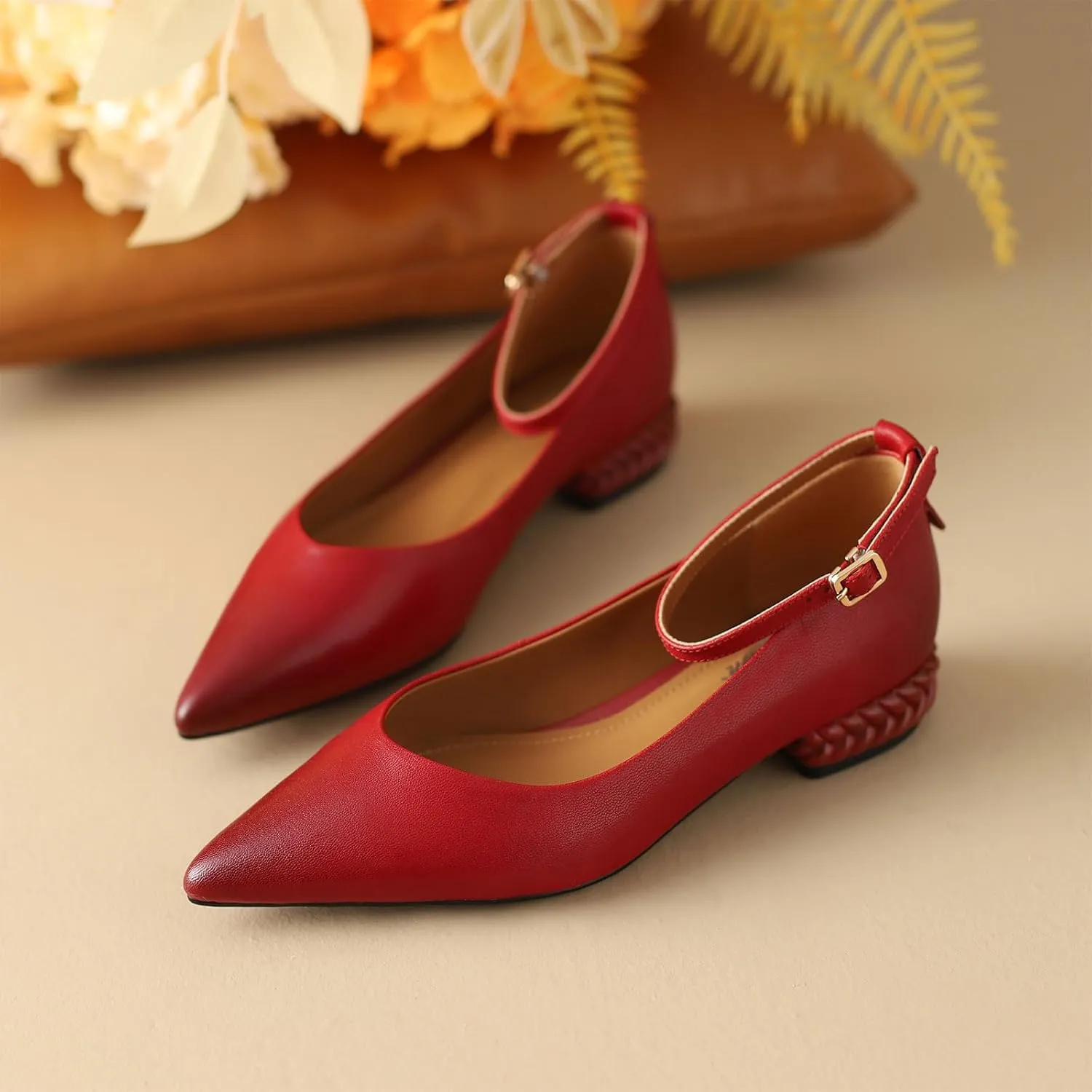 Women's Leather Handmade lace-up Shoes,Pointed Toe Formal Flats,Handmade Loafers,Low Heeled Pumps