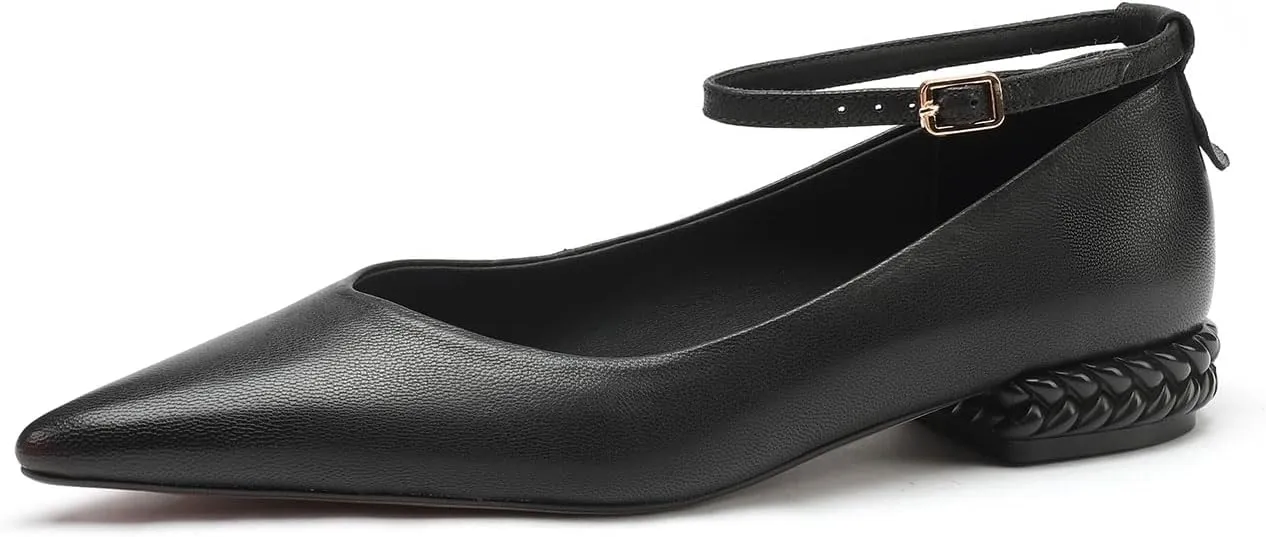 Women's Leather Handmade lace-up Shoes,Pointed Toe Formal Flats,Handmade Loafers,Low Heeled Pumps