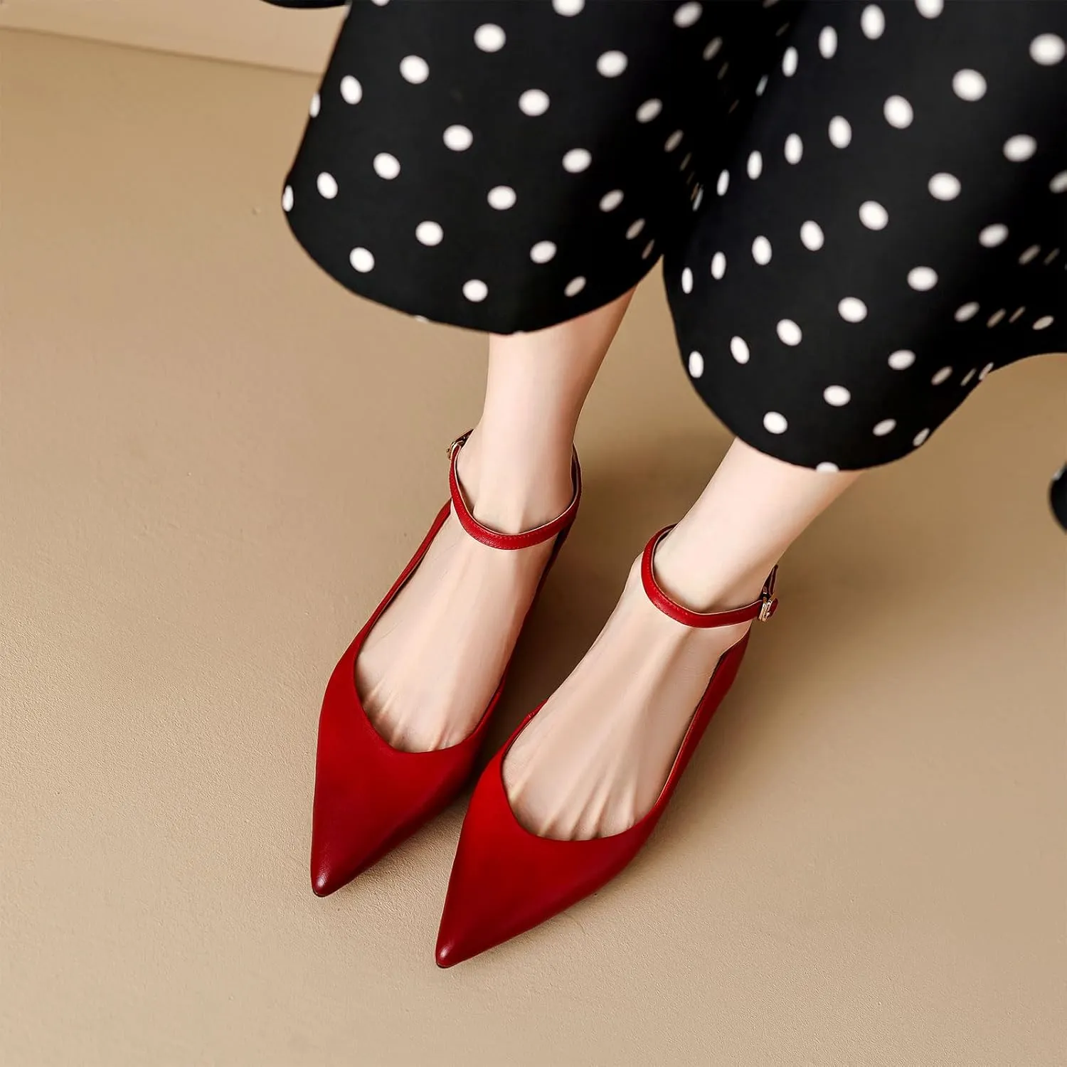 Women's Leather Handmade lace-up Shoes,Pointed Toe Formal Flats,Handmade Loafers,Low Heeled Pumps