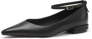 Women's Leather Handmade lace-up Shoes,Pointed Toe Formal Flats,Handmade Loafers,Low Heeled Pumps