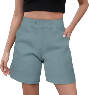 Women's Lightweight Elastic Waist Shorts Summer Travel Beach Palazzo Stylish Shorts Durable Golf Tennis Fashion Pants