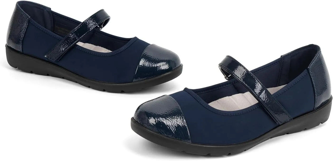 Women’s Orthopedic Mary Jane Flats Round Toe Comfortable Bunions Walking Shoes Dressy Orthotic Work Shoes with Arch Support