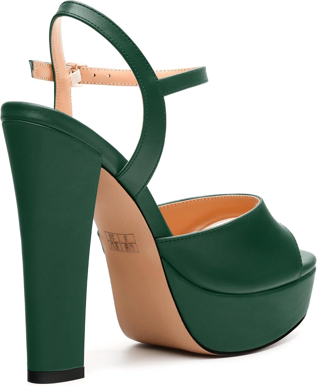 Womens Platform Sandals Open Toe Buckle Ankle Strap Fashion Solid Matte Heeled Sandals 5 inch