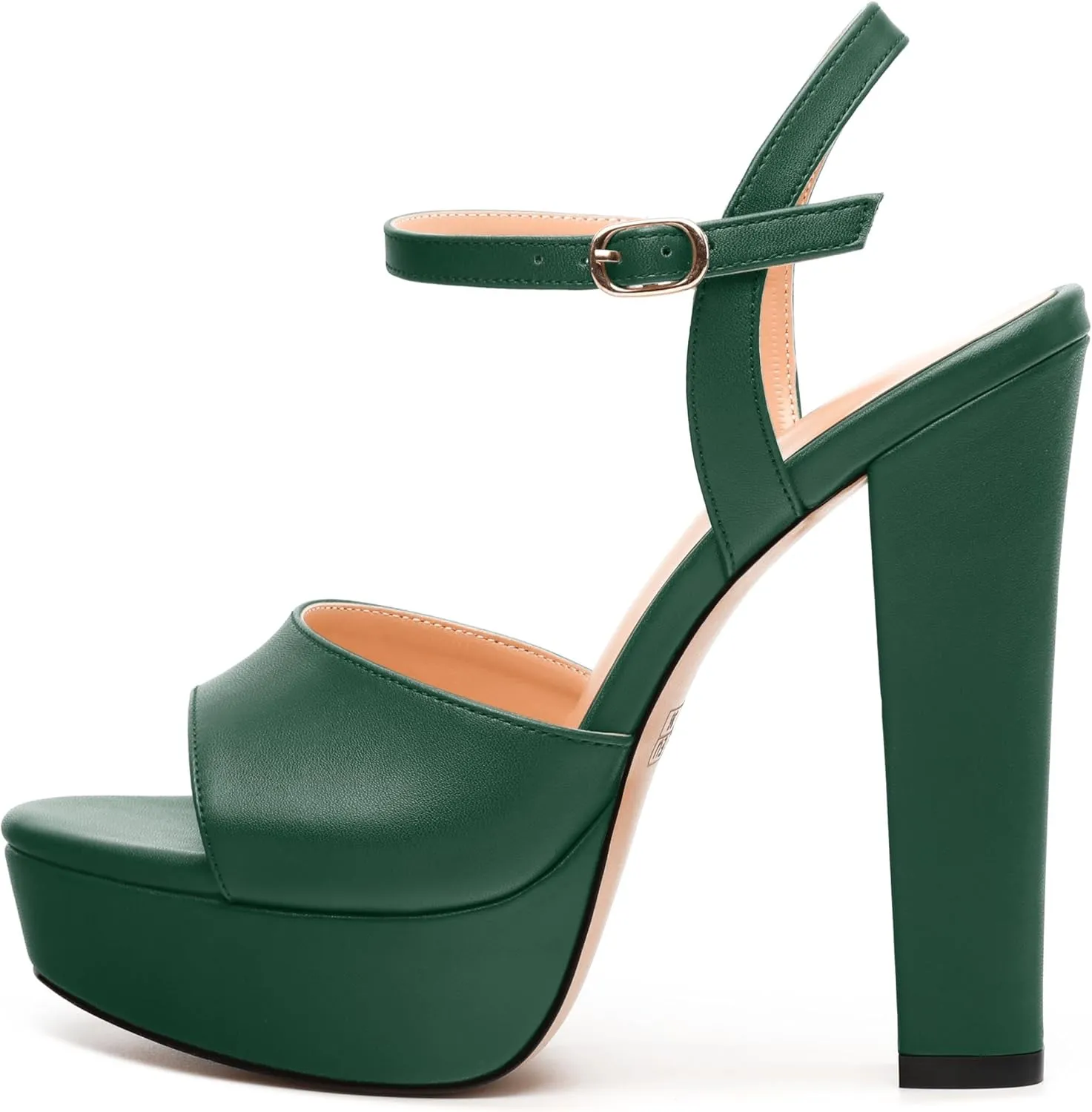 Womens Platform Sandals Open Toe Buckle Ankle Strap Fashion Solid Matte Heeled Sandals 5 inch