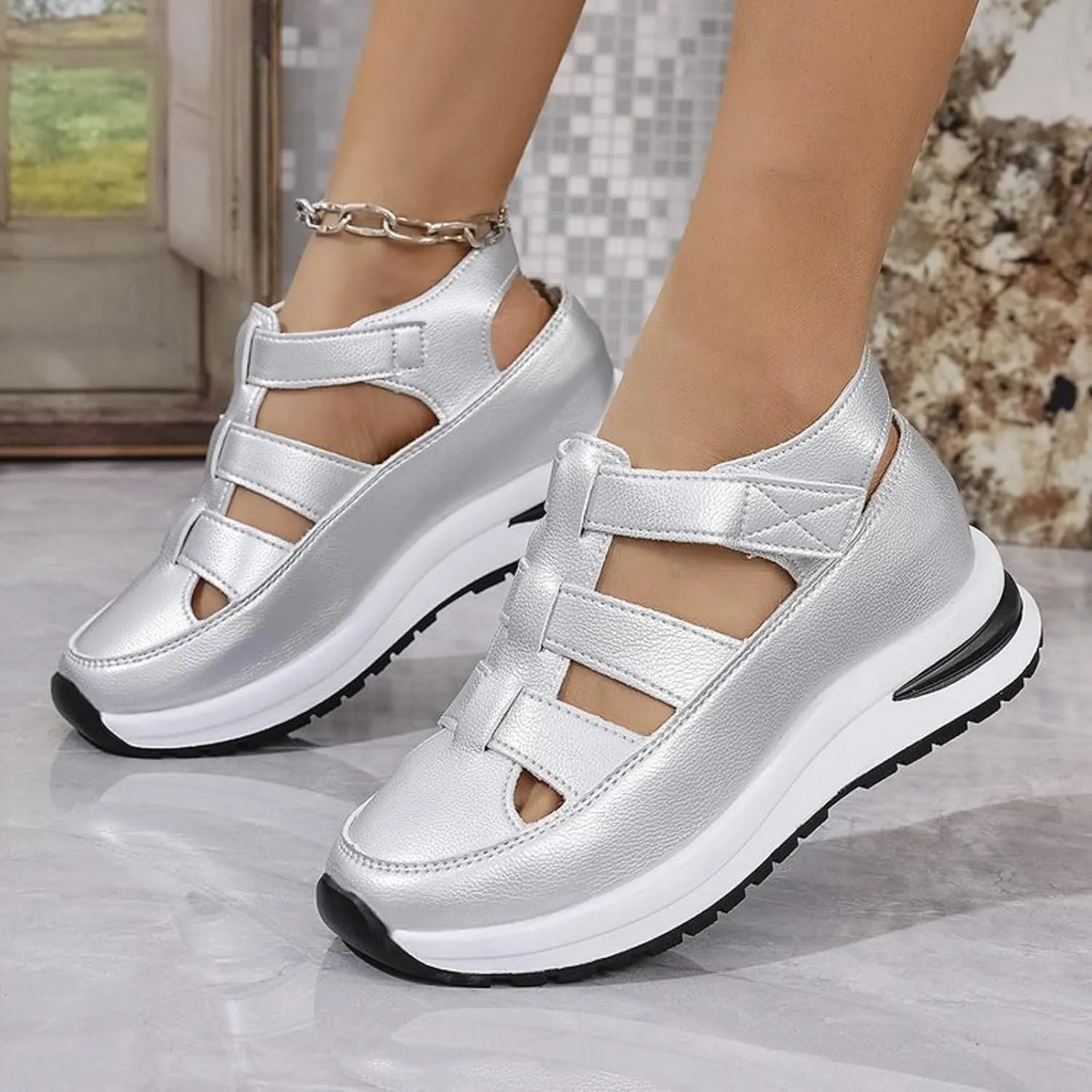 Women's Platform Sandals with Closed Toe Sandals Women Comfortable Walking Sandals Women, Hollow Ankle Strap Wedge Design for Summer, Beach, Hiking & Casual Wear 2025