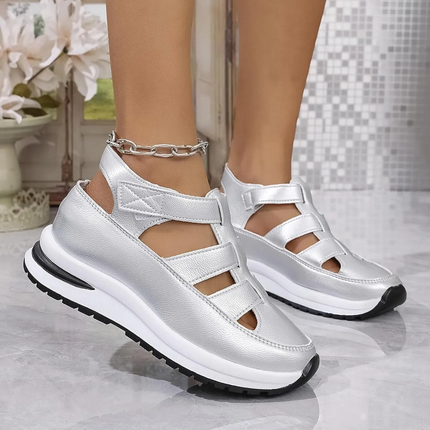 Women's Platform Sandals with Closed Toe Sandals Women Comfortable Walking Sandals Women, Hollow Ankle Strap Wedge Design for Summer, Beach, Hiking & Casual Wear 2025