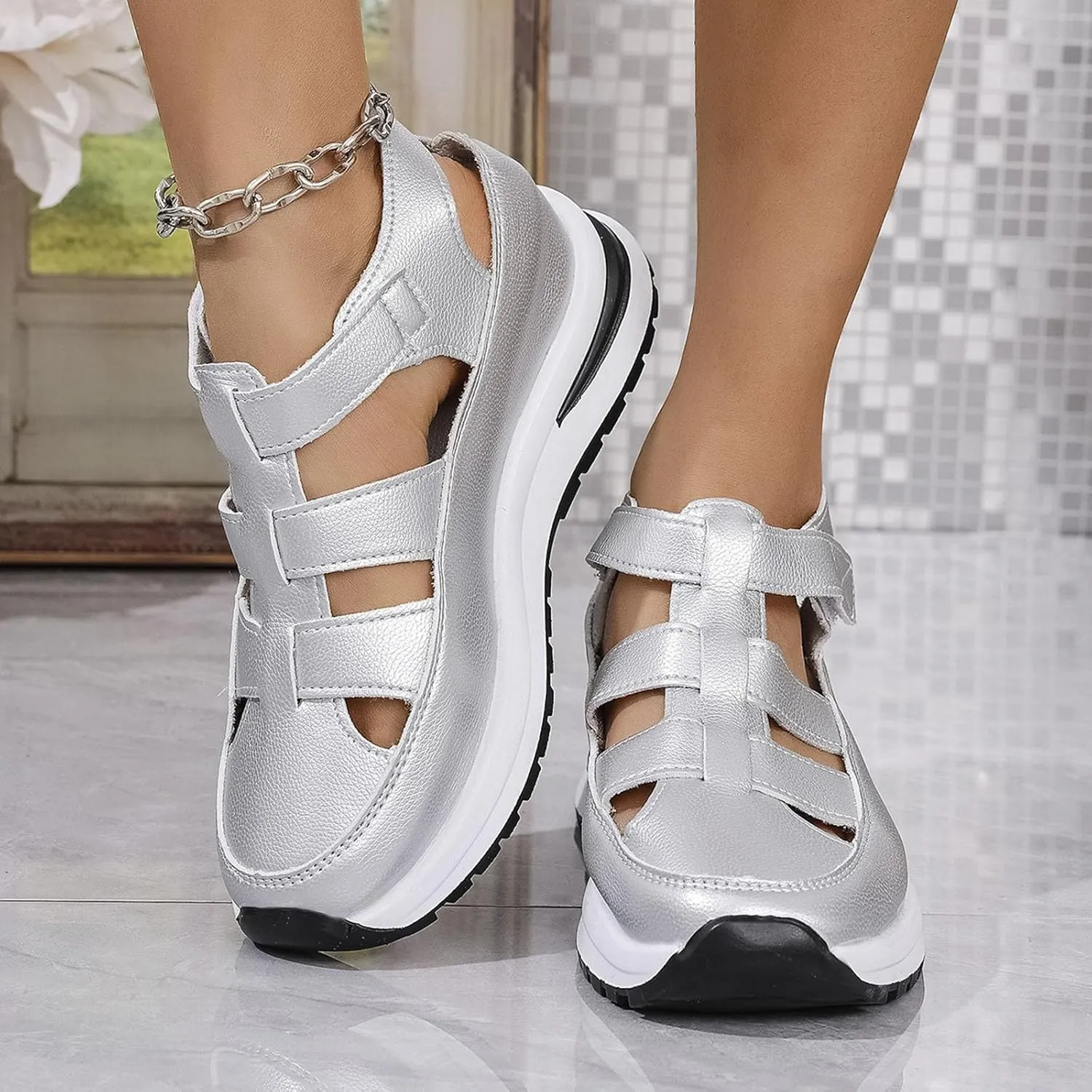 Women's Platform Sandals with Closed Toe Sandals Women Comfortable Walking Sandals Women, Hollow Ankle Strap Wedge Design for Summer, Beach, Hiking & Casual Wear 2025