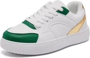 Women's Skateboard Shoes Fashion Casual Sneakers Low Top Lightweight Comfortable Lace-Up Leather Non Slip Shoe