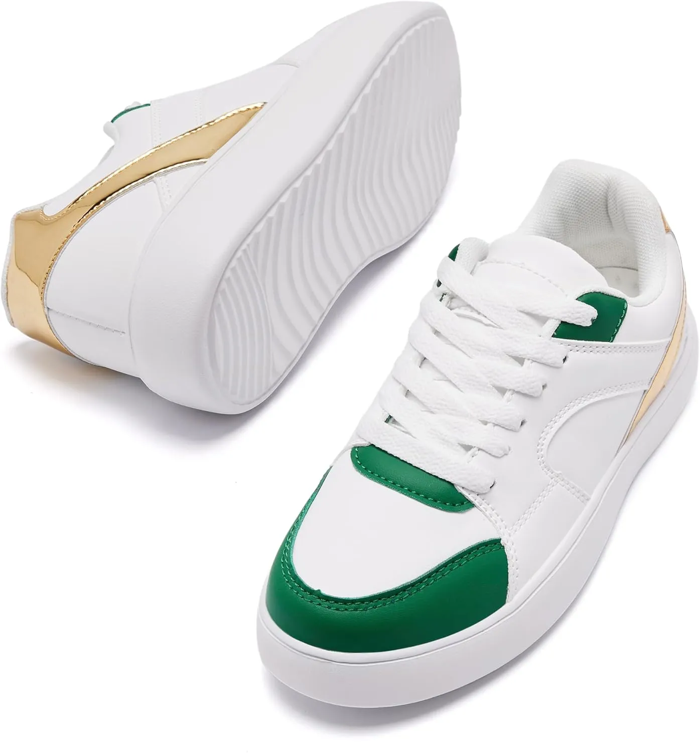 Women's Skateboard Shoes Fashion Casual Sneakers Low Top Lightweight Comfortable Lace-Up Leather Non Slip Shoe