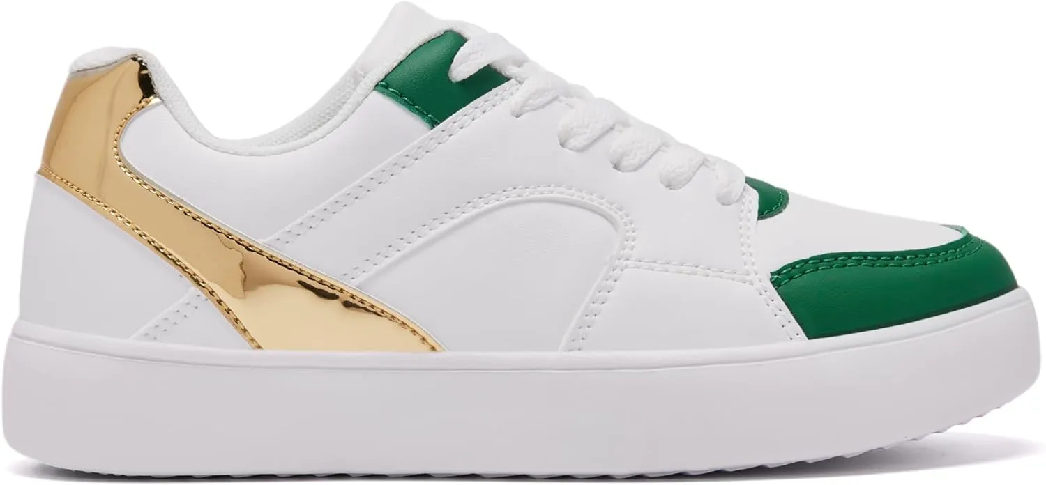 Women's Skateboard Shoes Fashion Casual Sneakers Low Top Lightweight Comfortable Lace-Up Leather Non Slip Shoe