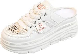 Women's Slip on Platform Sneakers Mule Shoes Comfortable Breathable Cutout Casual Clogs