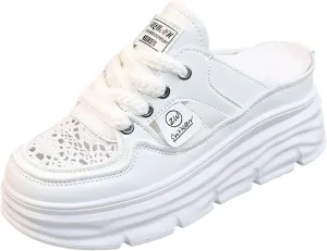 Women's Slip on Platform Sneakers Mule Shoes Comfortable Breathable Cutout Casual Clogs