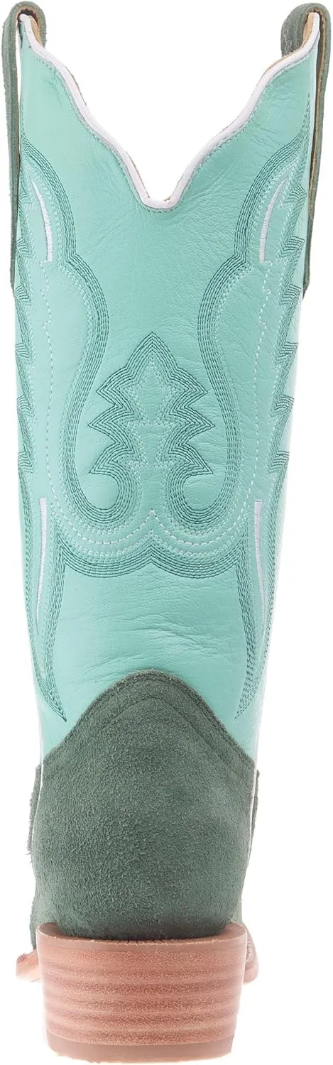 Women`s Teal Roughout Vamp 13In Mint Cowhide Top Boot