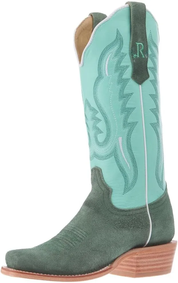 Women`s Teal Roughout Vamp 13In Mint Cowhide Top Boot