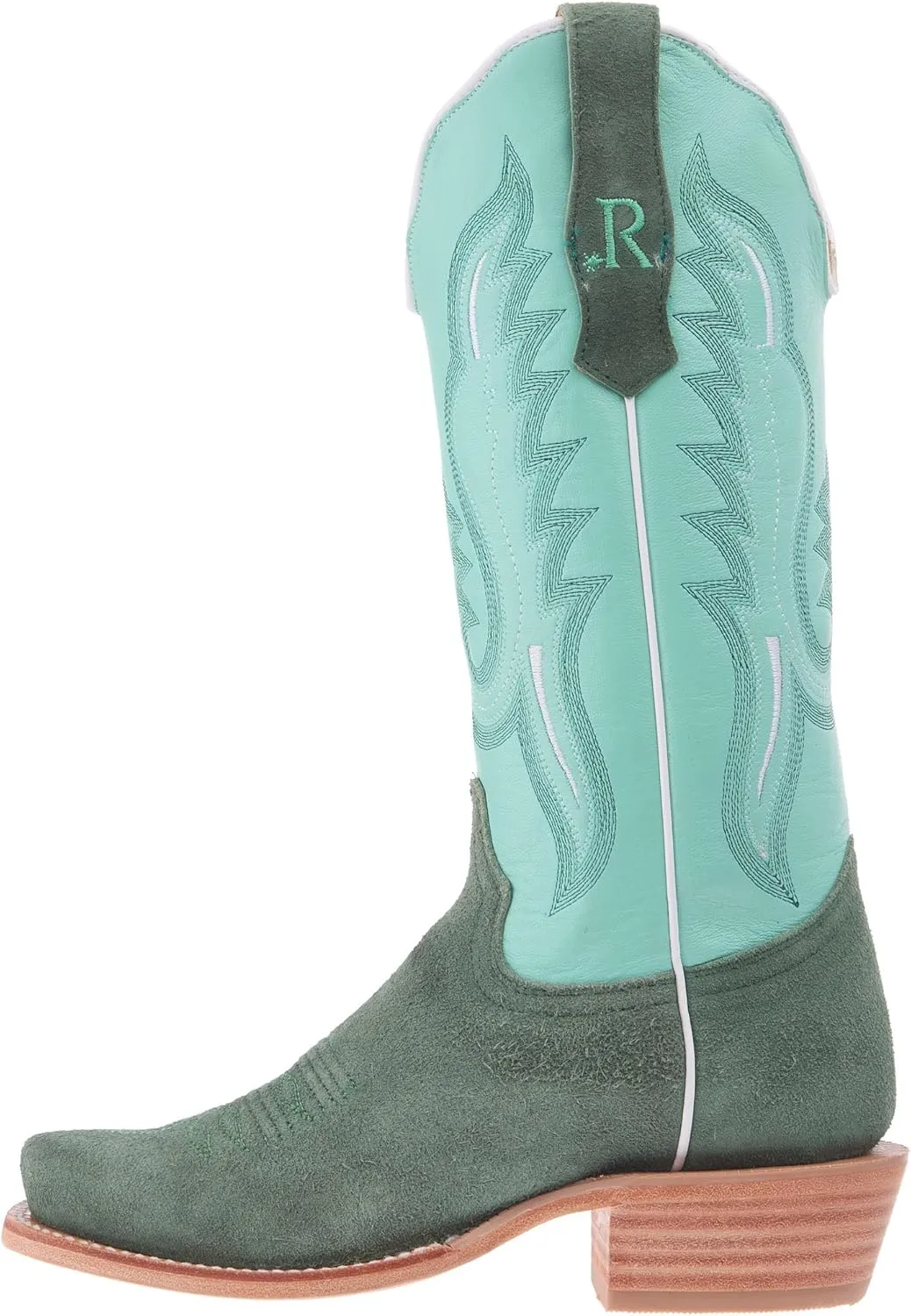 Women`s Teal Roughout Vamp 13In Mint Cowhide Top Boot