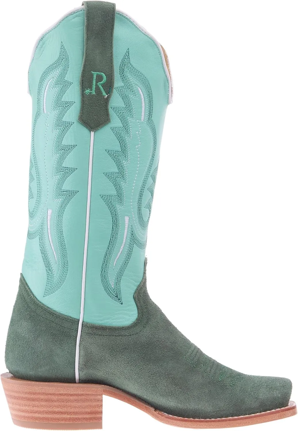 Women`s Teal Roughout Vamp 13In Mint Cowhide Top Boot