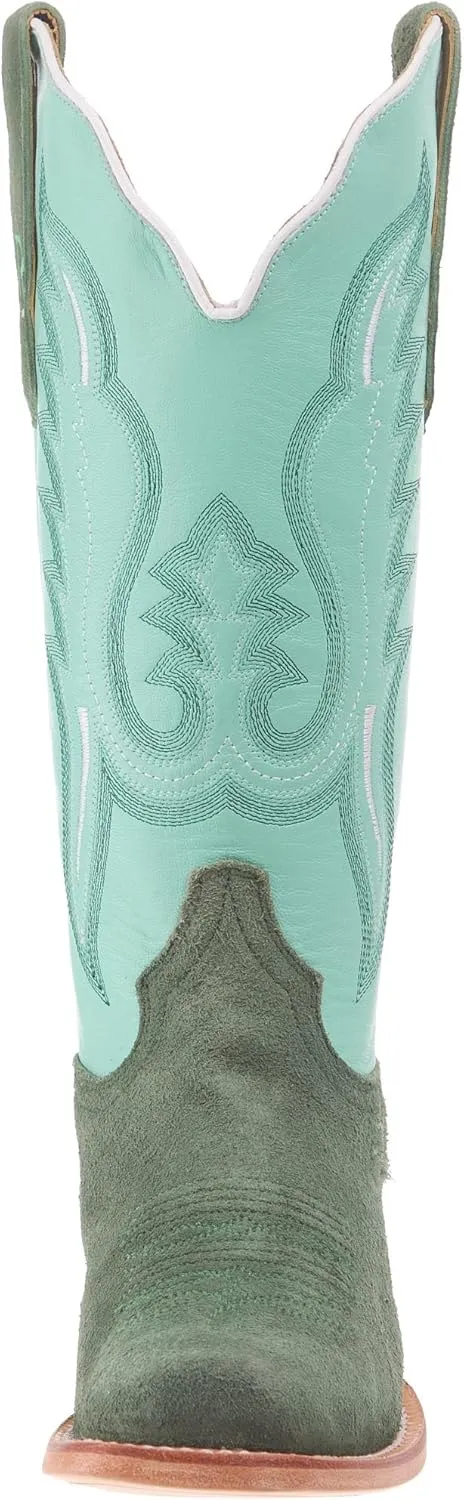 Women`s Teal Roughout Vamp 13In Mint Cowhide Top Boot