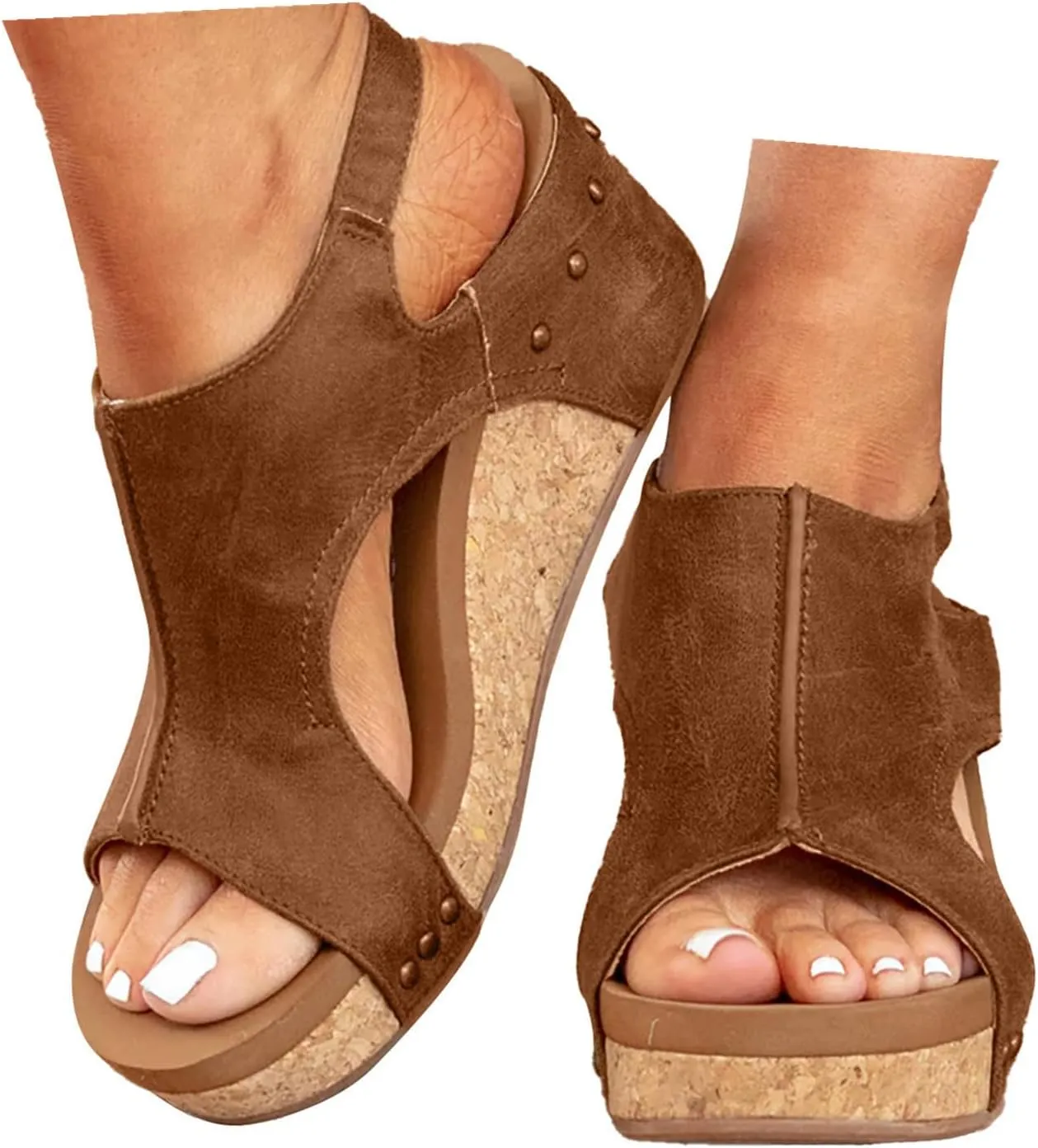 Womenyiaor Wedge Sandals for Women 2024, Women's Platform Wedge Sandals Open Toe Buckle Ankle Strap Espadrilles Wedge Sandals Women Casual Dressy Summer Shoes