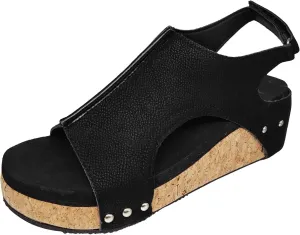 Womenyiaor Wedge Sandals for Women 2024, Women's Platform Wedge Sandals Open Toe Buckle Ankle Strap Espadrilles Wedge Sandals Women Casual Dressy Summer Shoes