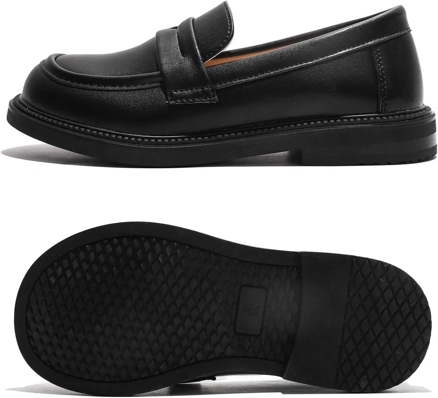 WUIWUIYU Boys Girls Casual Slip-on Loafers Round Toe Church Leather School Uniform Dress Shoes (Toddler/Little Kid/Big Kid)