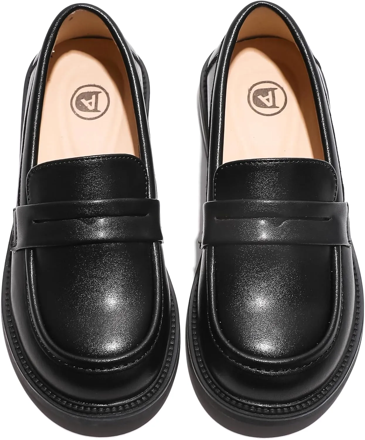 WUIWUIYU Boys Girls Casual Slip-on Loafers Round Toe Church Leather School Uniform Dress Shoes (Toddler/Little Kid/Big Kid)