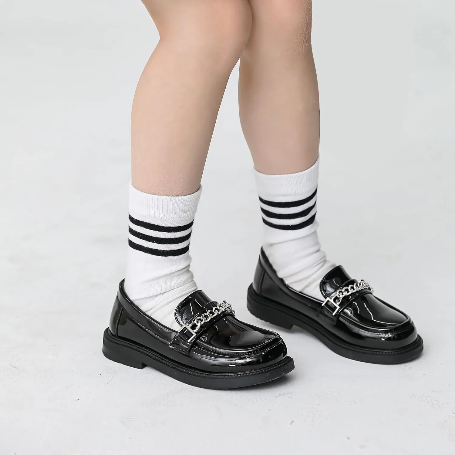 WUIWUIYU Boys Girls Casual Slip-on Loafers Round Toe Church Leather School Uniform Dress Shoes (Toddler/Little Kid/Big Kid)