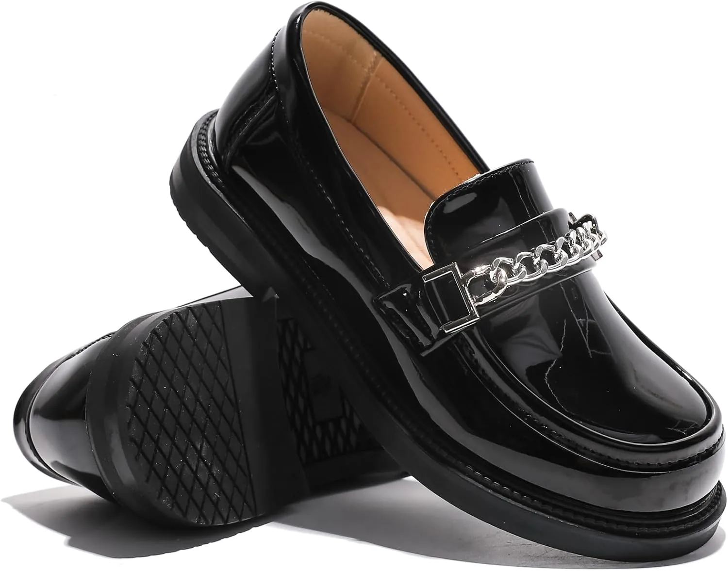 WUIWUIYU Boys Girls Casual Slip-on Loafers Round Toe Church Leather School Uniform Dress Shoes (Toddler/Little Kid/Big Kid)