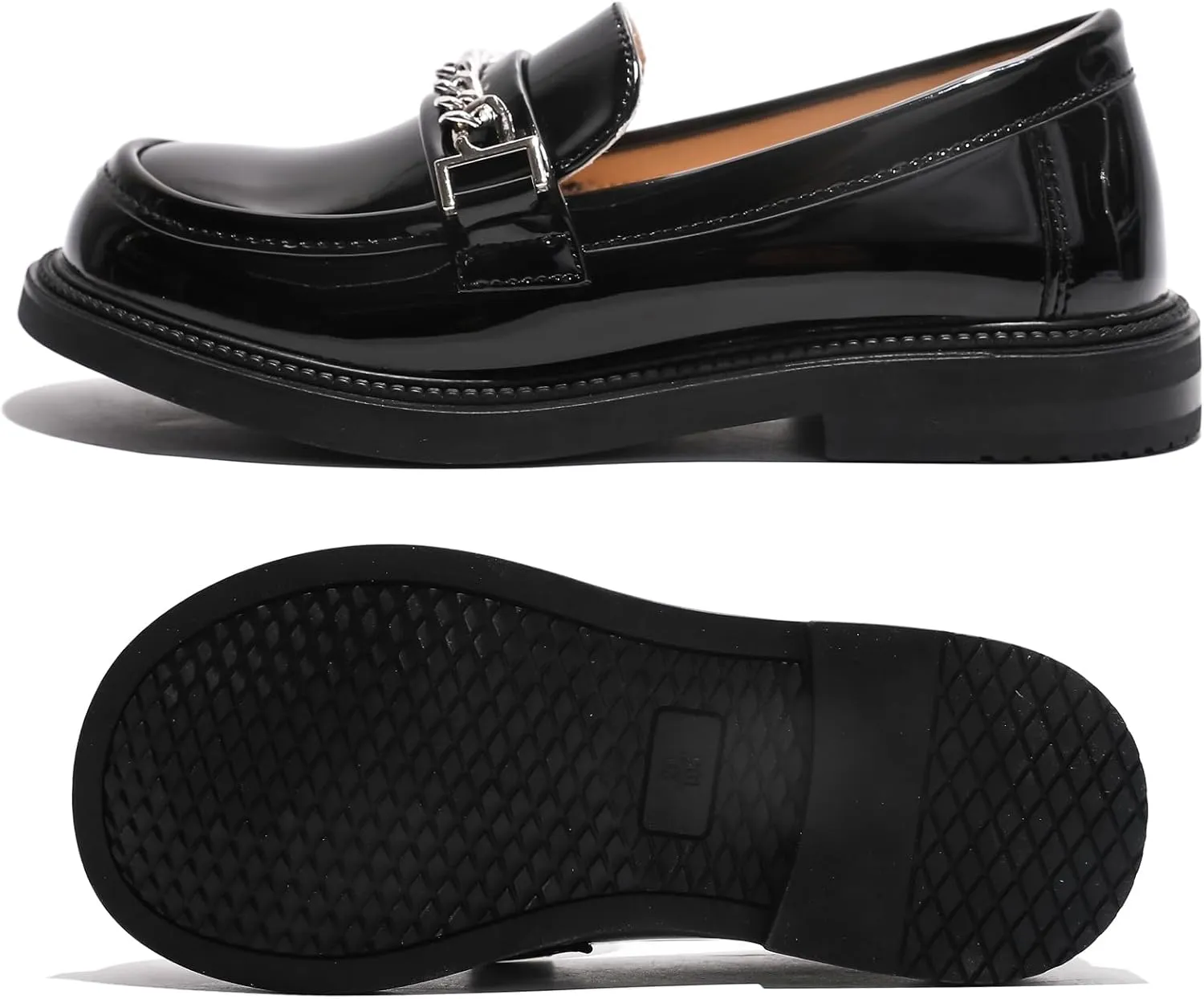 WUIWUIYU Boys Girls Casual Slip-on Loafers Round Toe Church Leather School Uniform Dress Shoes (Toddler/Little Kid/Big Kid)
