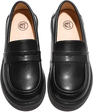 WUIWUIYU Boys Girls Casual Slip-on Loafers Round Toe Church Leather School Uniform Dress Shoes (Toddler/Little Kid/Big Kid)