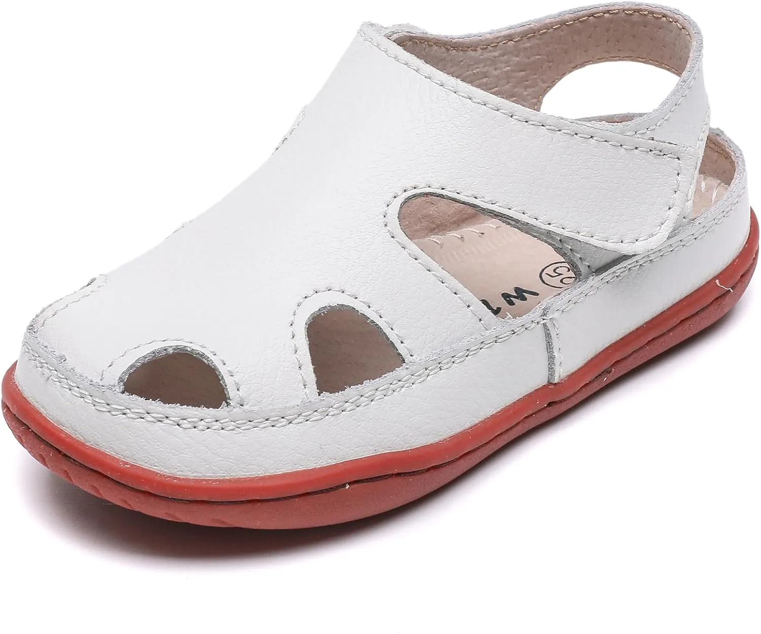 WUIWUIYU Boy's Girl's Leather Soft Closed Toe Outdoor Beach Summer Sport Sandals Athletic Fisherman Shoes for Toddler/Little Kid/Big Kid
