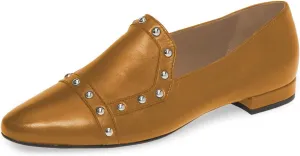 XYD Women Vintage Comfy Closed Toe Slip On Loafers Low Heel Studded Flats Formal Office Work Dress Shoes