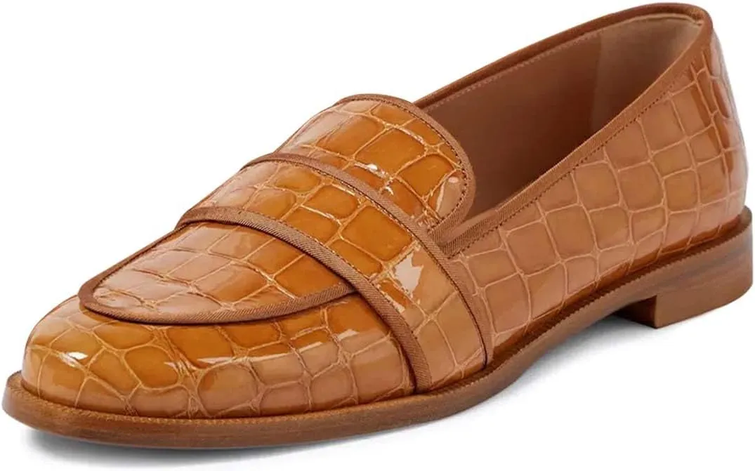 XYD Women's Closed Almond Toe Slip On Moccasins Low Heel Flats Comfy Formal Casual Office Work Dress Loafers Shoes