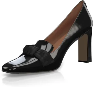 YDN Women Square Toe Knot Slip on Pumps Chunky High Heel Loafers Office Ladies Daily Outfit Elegant Prom Shoes Size 4-15 US