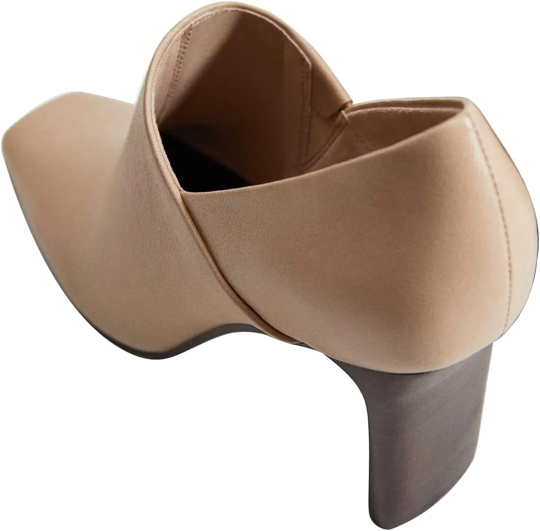 YDN Women Stylish High Heels Pumps Closed Square Toe Slip On Heeled Loafers Fashion Heel Prom Elegant Evening Party Dress Shoes